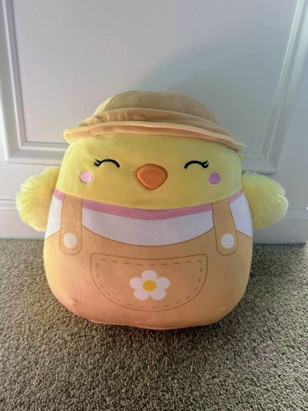 Squishmallows Yellow Chick Plush with Pink and Peach Outfit